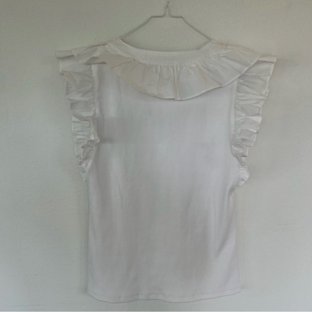 Veronica Beard White Ruffle Top - image 6